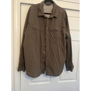 REI Shirt Men XXL Button Up Nylon Long Sleeve Outdoors Hiking Travel Pockets